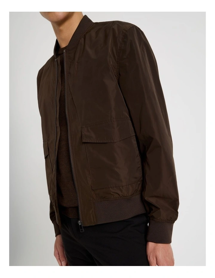 Double Pocket Bomber Jacket in Beige image 4