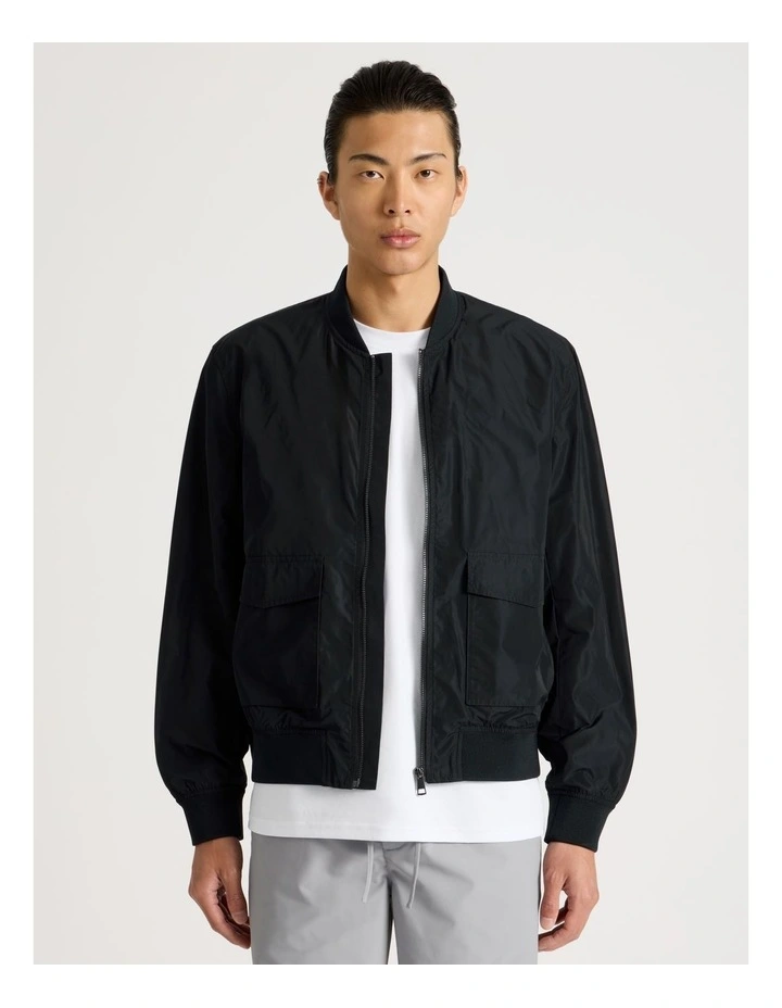 Double Pocket Bomber Jacket in Black image 1
