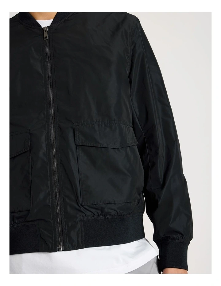 Double Pocket Bomber Jacket in Black image 4