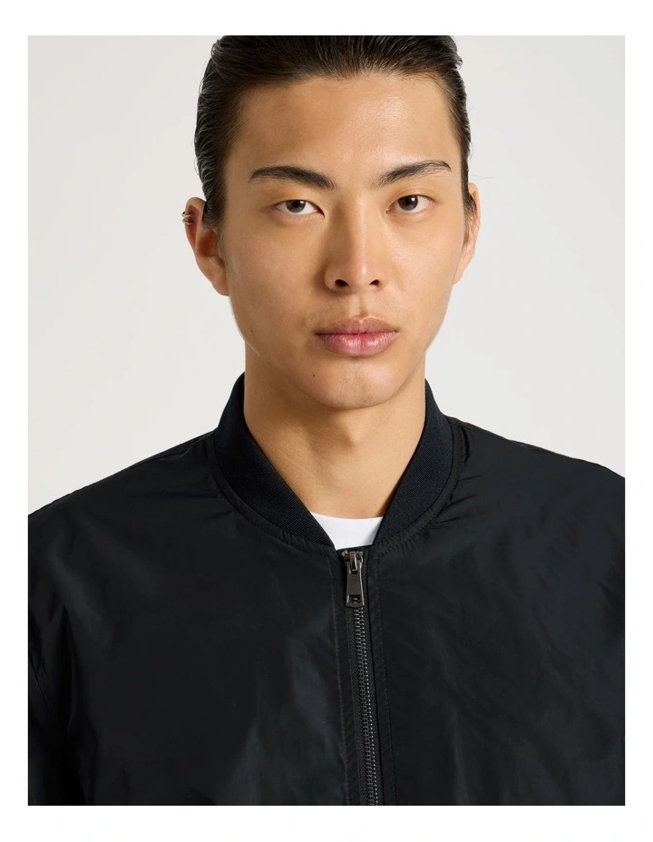 Double Pocket Bomber Jacket in Black image 7