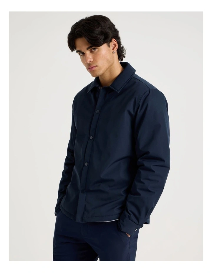 Contrast Cuff Collared Padded Jacket in Navy image 5