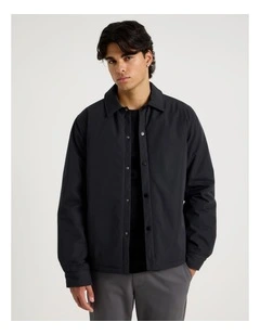 Contrast Cuff Collared Padded Jacket in Black