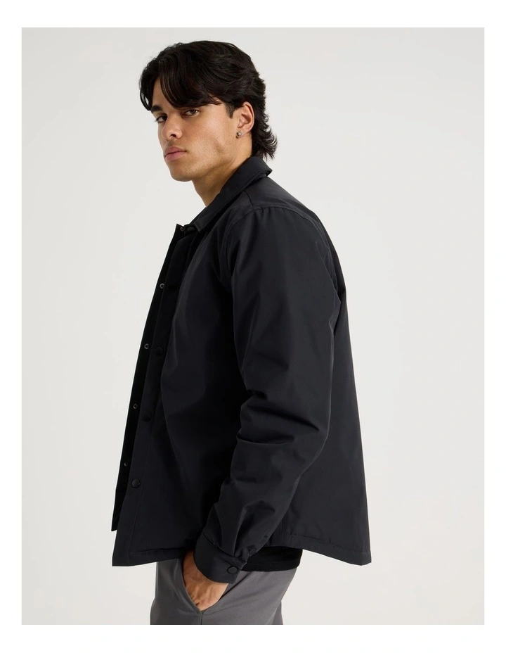 Contrast Cuff Collared Padded Jacket in Black image 2
