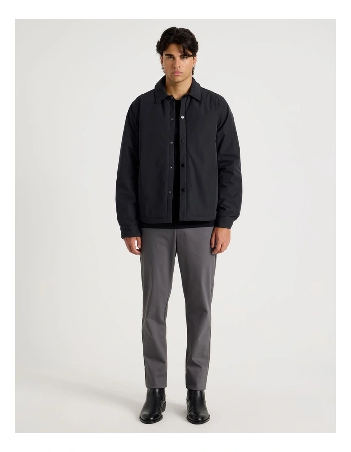 Contrast Cuff Collared Padded Jacket in Black image 3