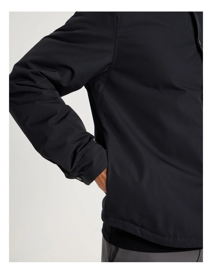 Contrast Cuff Collared Padded Jacket in Black image 7