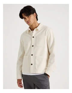 Flannel Shacket in Ecru