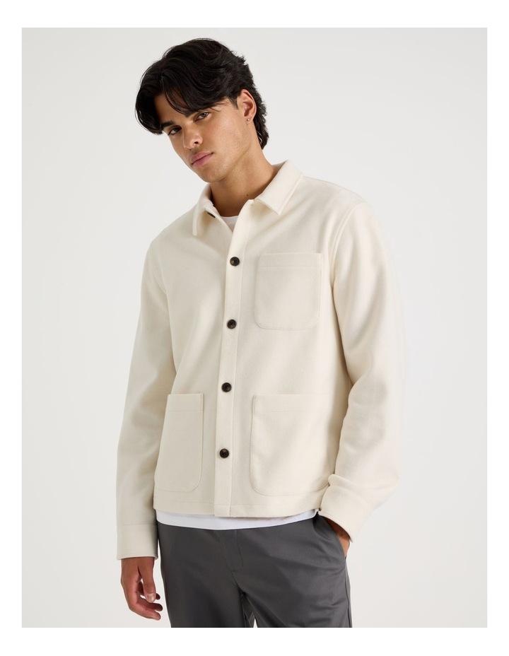 Flannel Shacket in Ecru