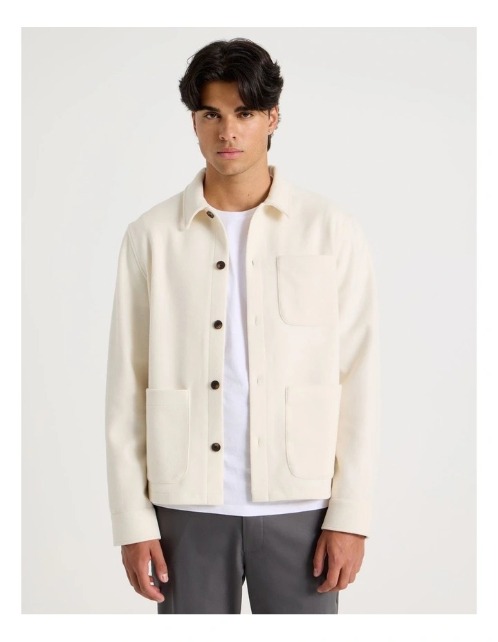 Flannel Shacket in Ecru image 3