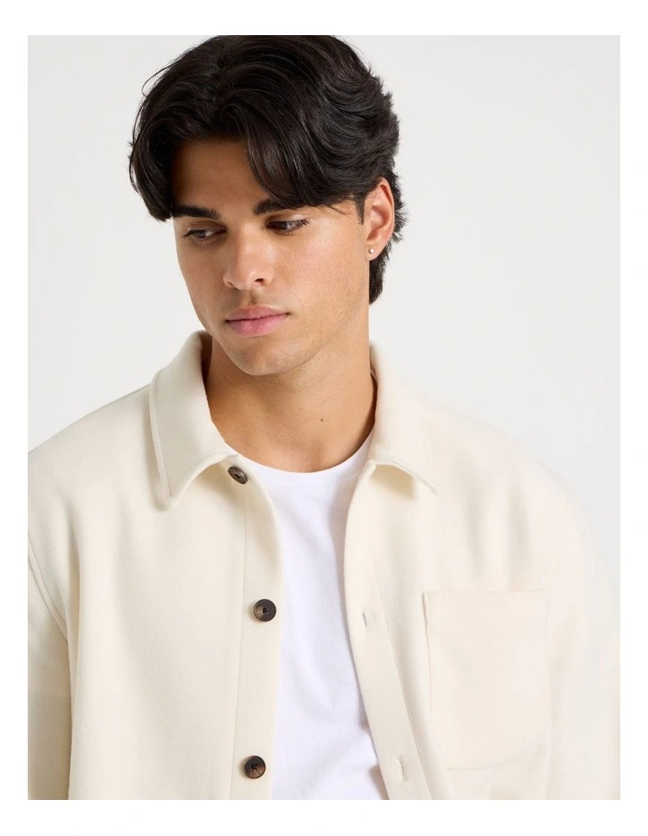 Flannel Shacket in Ecru image 4