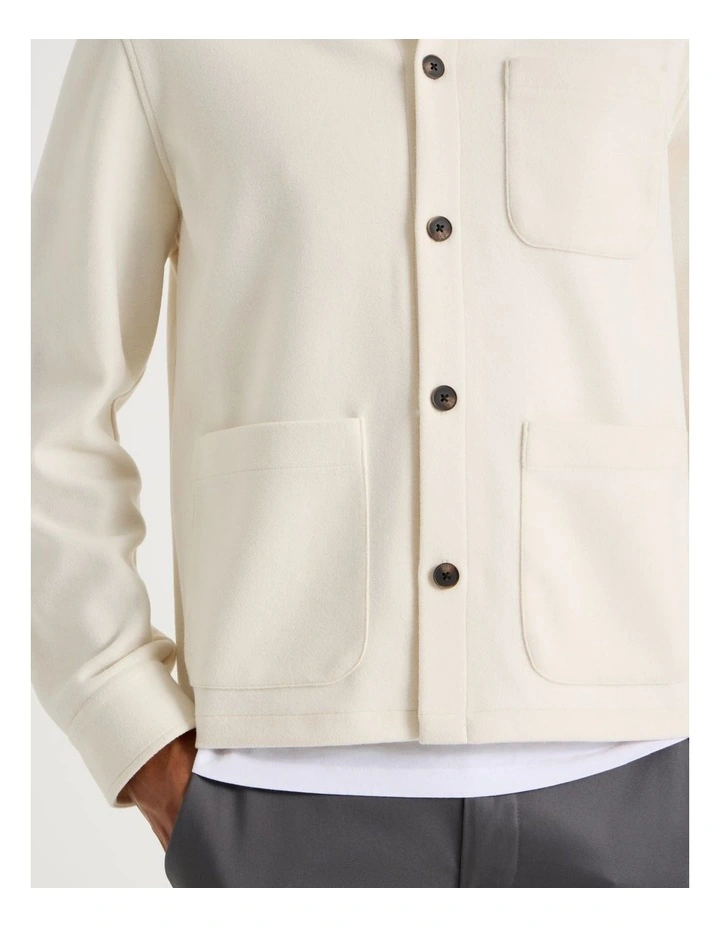 Flannel Shacket in Ecru image 7