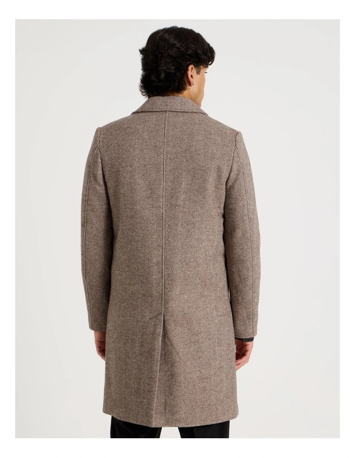 Herringbone Wool Blend Coat in Brown image 6