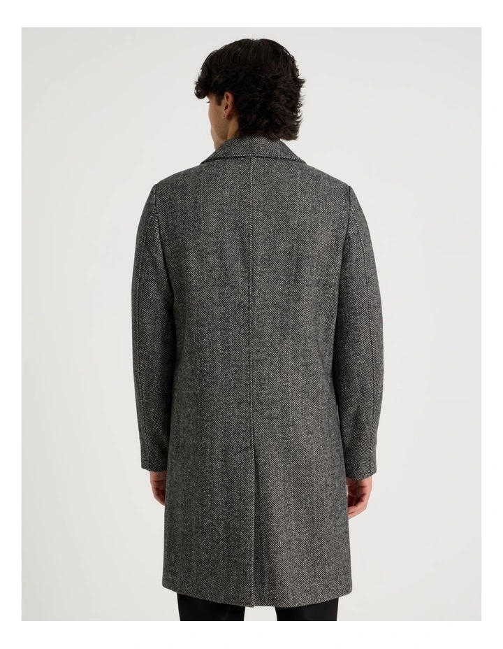 Herringbone Wool Blend Coat in Grey image 6