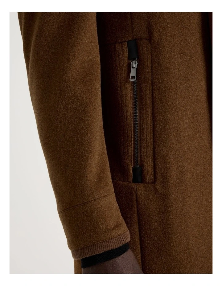 Funnel Neck Wool Blend Coat in Camel image 7