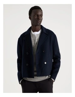 Double Faced Wool Blend Jacket in Navy