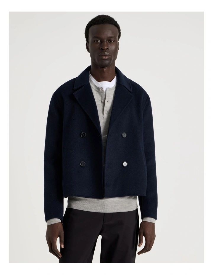 Double Faced Wool Blend Jacket in Navy image 3