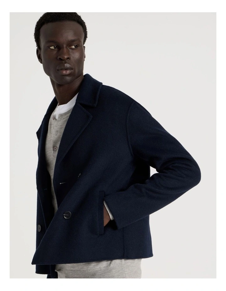 Double Faced Wool Blend Jacket in Navy image 5