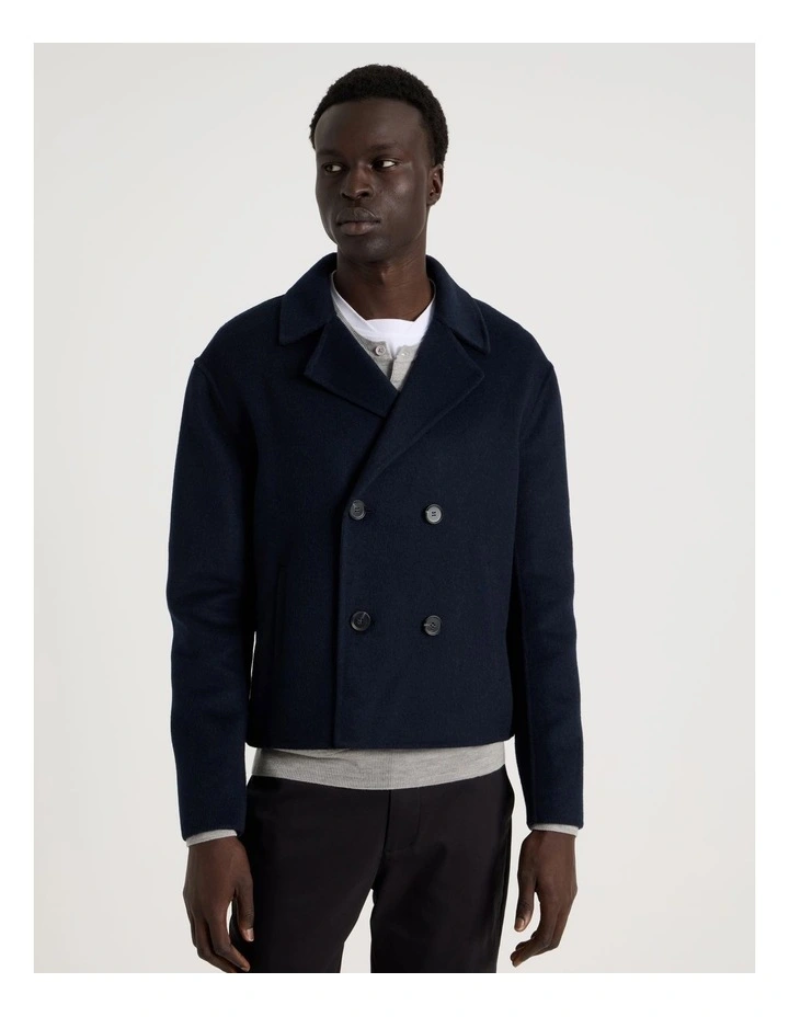 Double Faced Wool Blend Jacket in Navy image 7