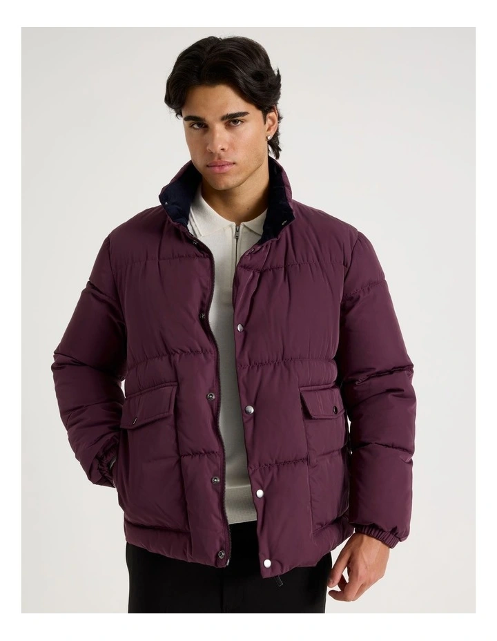 Puffer Jacket in Burgundy image 1
