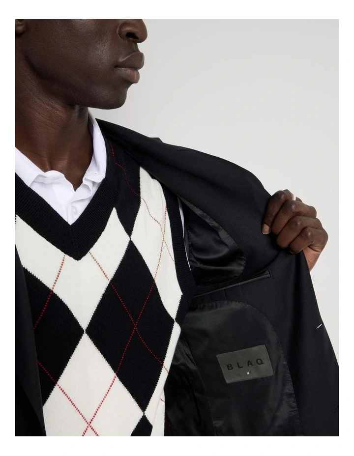 Single Breasted Wool Blazer in Black image 2