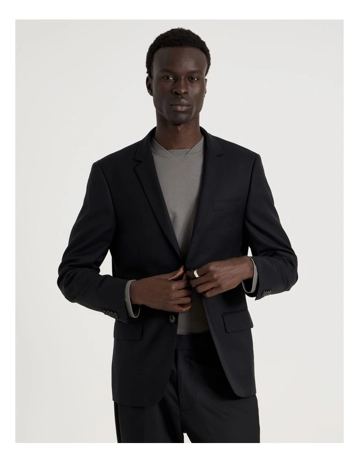 Single Breasted Wool Blazer in Black image 4