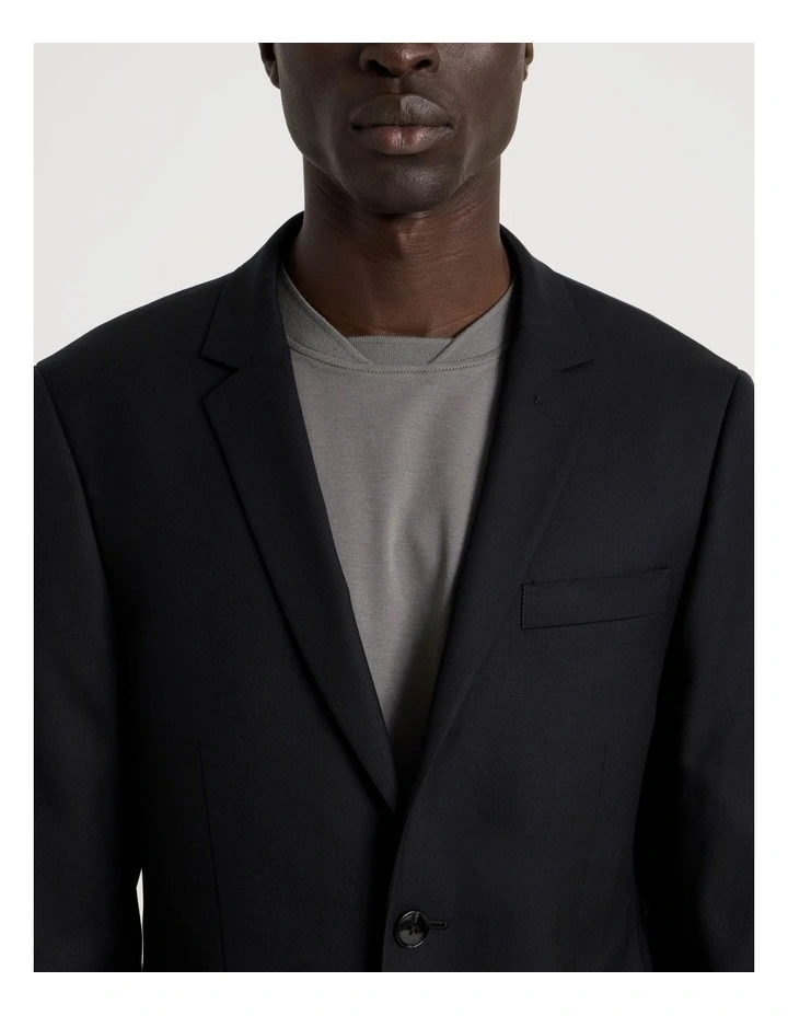 Single Breasted Wool Blazer in Black image 7