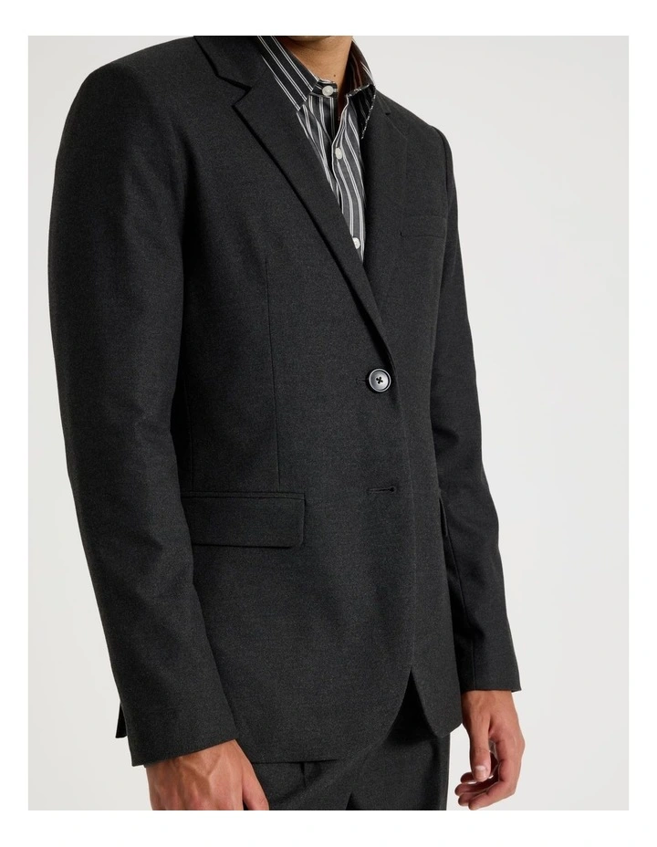 Single Breasted Flannel Blazer in Charcoal image 3