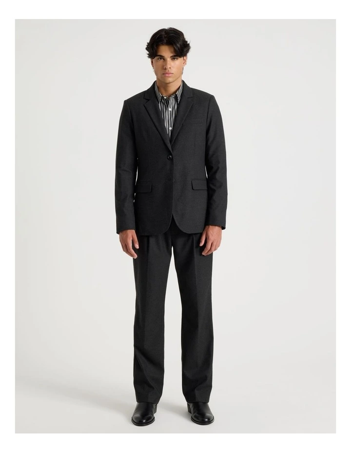 Single Breasted Flannel Blazer in Charcoal image 4