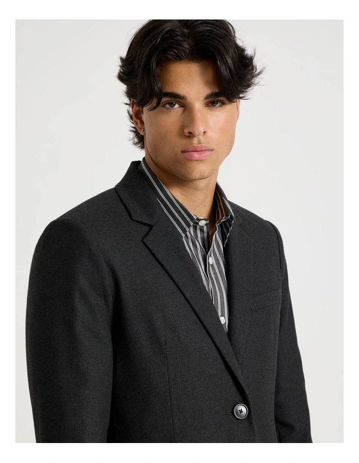 Single Breasted Flannel Blazer in Charcoal image 7