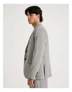 Single Breasted Check Blazer in Charcoal