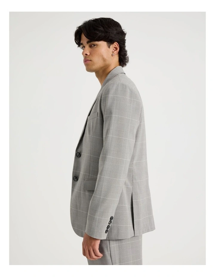 Single Breasted Check Blazer in Charcoal image 1