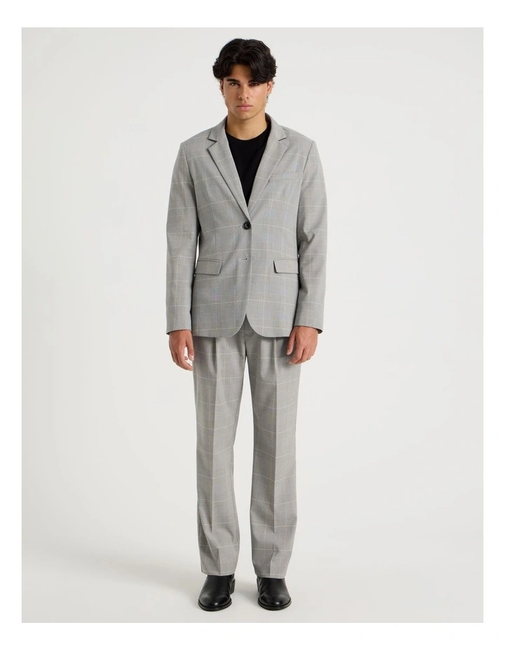 Single Breasted Check Blazer in Charcoal image 4