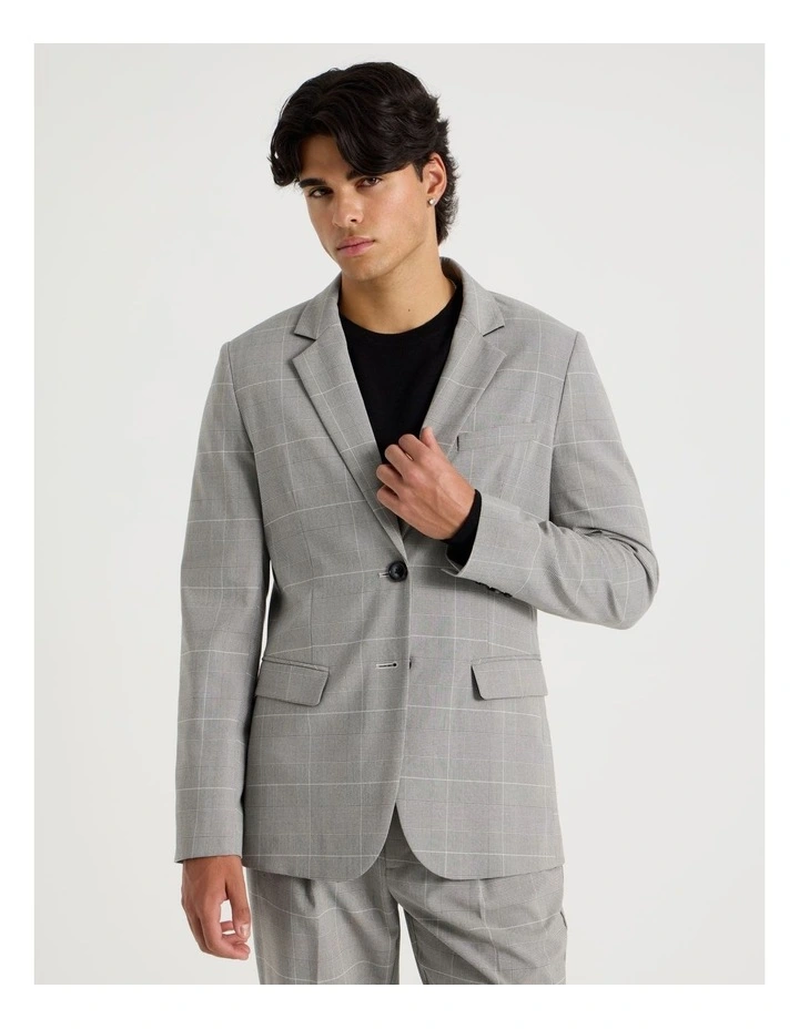 Single Breasted Check Blazer in Charcoal image 5