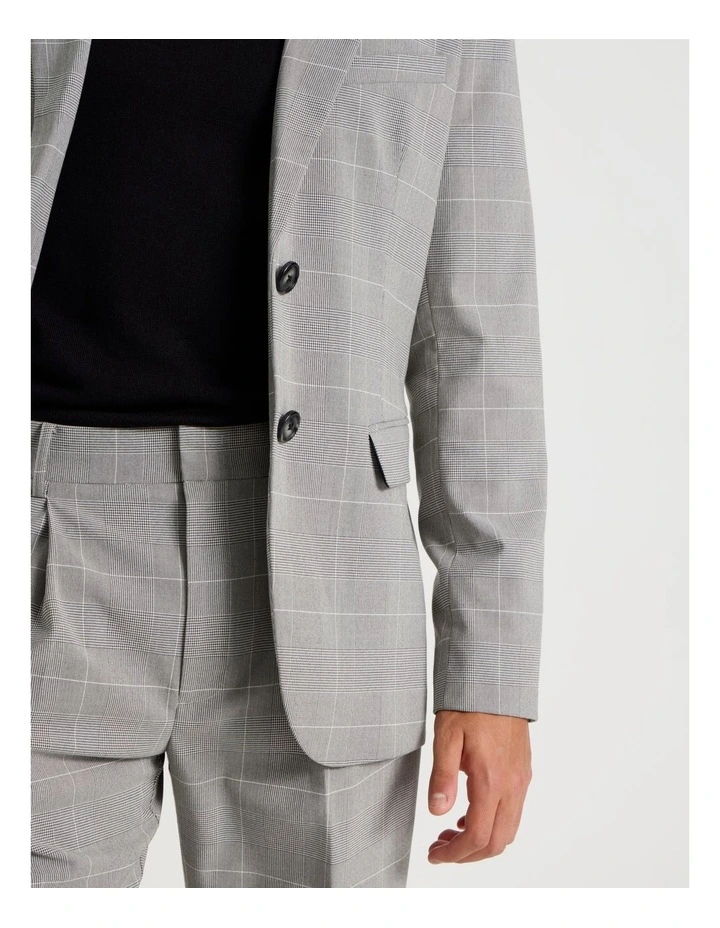Single Breasted Check Blazer in Charcoal image 7