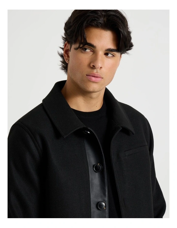 Contrast Detail Collared Jacket in Black image 3