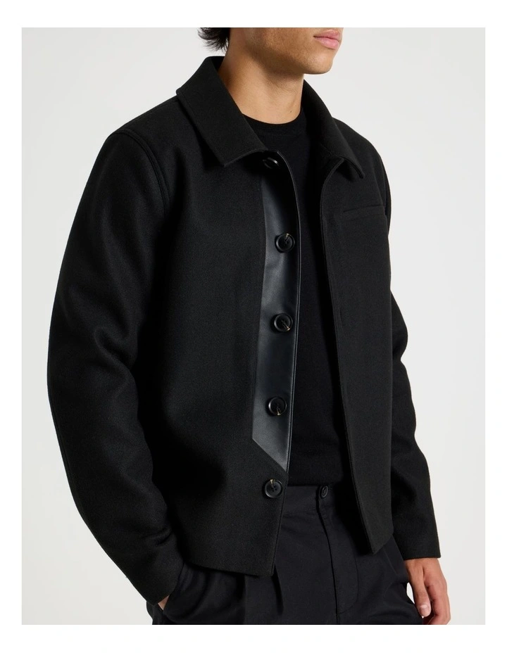 Contrast Detail Collared Jacket in Black image 4