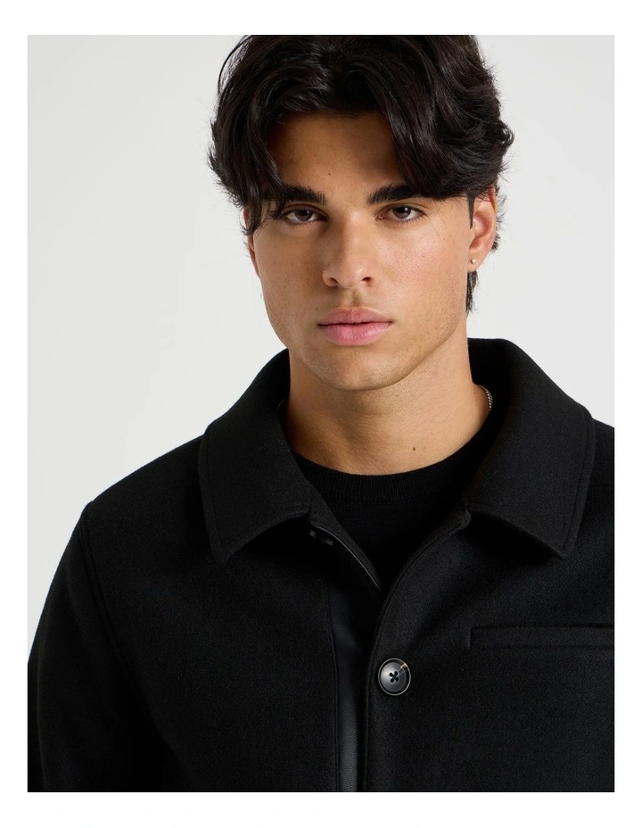 Contrast Detail Collared Jacket in Black image 5