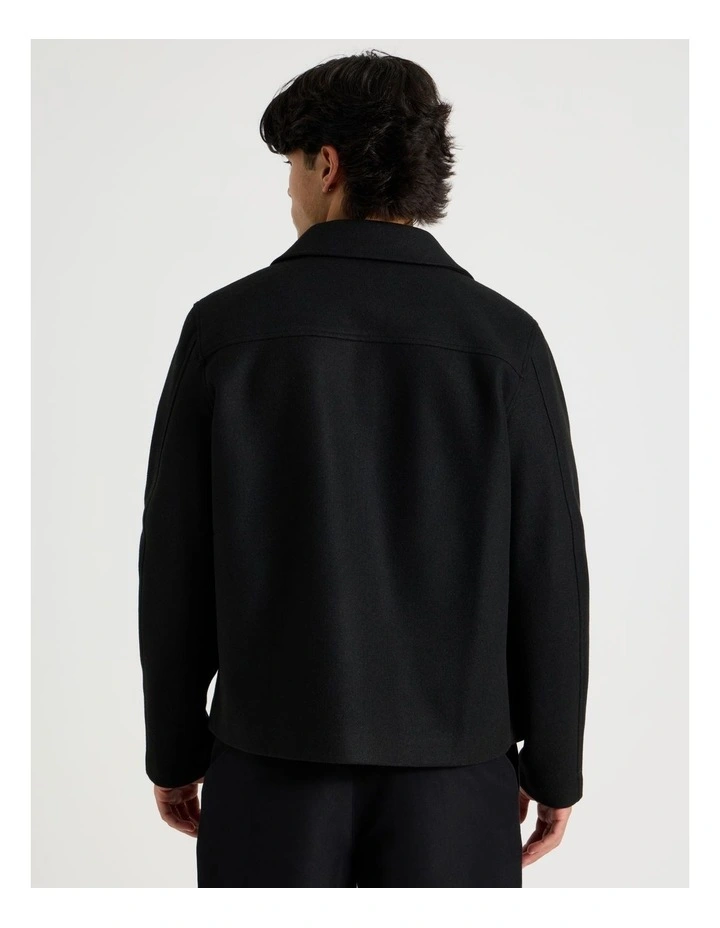 Contrast Detail Collared Jacket in Black image 6