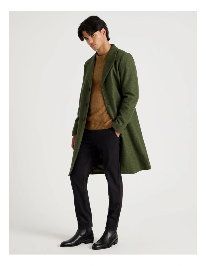 Longline Car Coat in Olive image 1