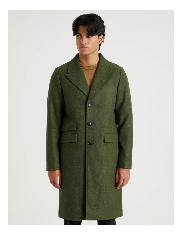 Longline Car Coat in Olive image 4