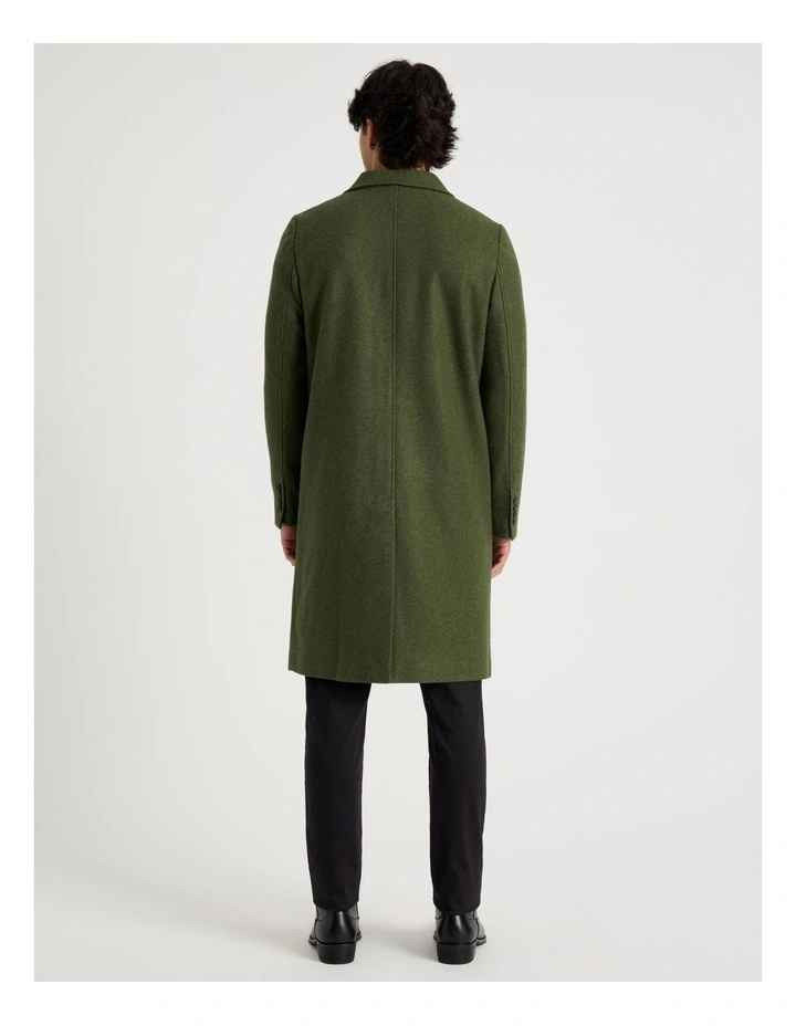 Longline Car Coat in Olive image 5