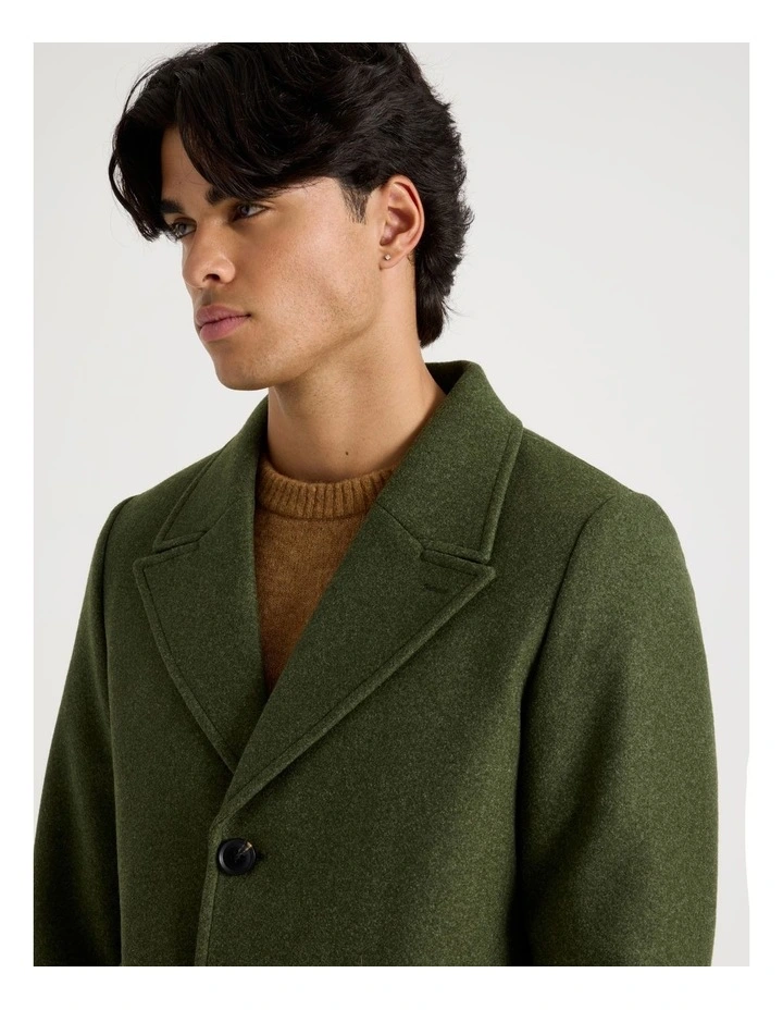 Longline Car Coat in Olive image 6