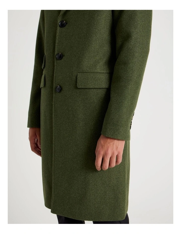 Longline Car Coat in Olive image 7