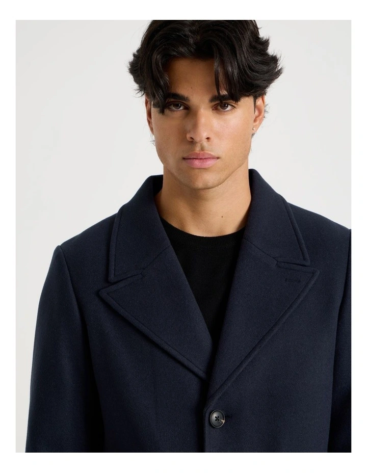 Longline Car Coat in Navy image 3