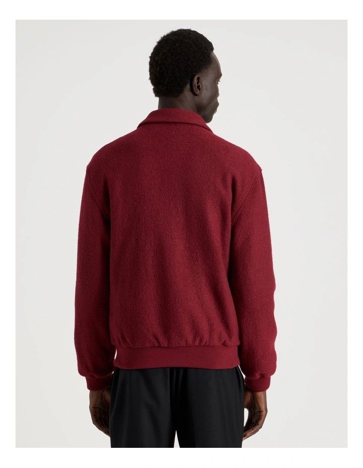 Textured Zip Through Collared Jacket in Red image 6