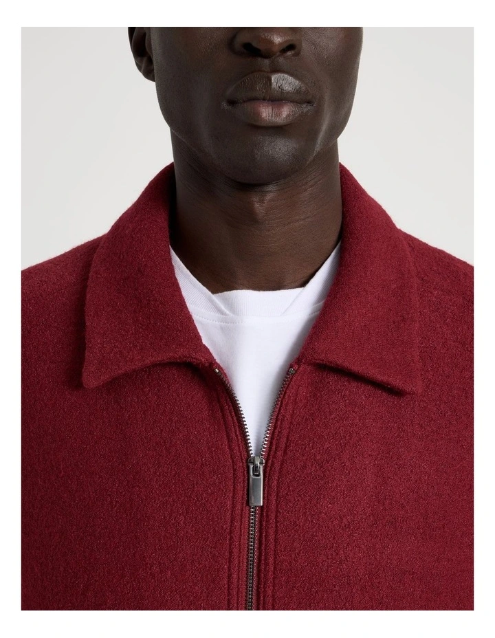 Textured Zip Through Collared Jacket in Red image 7