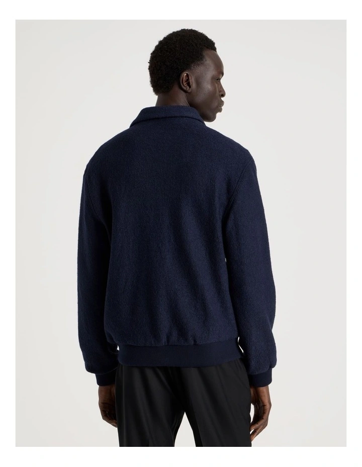 Textured Zip Through Collared Jacket in Navy image 6