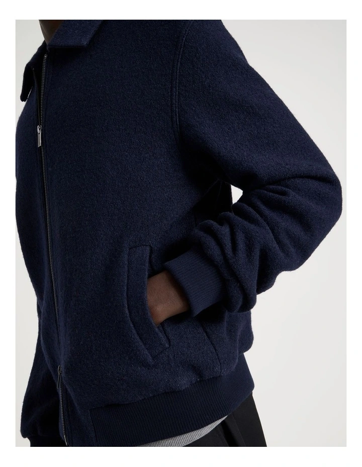Textured Zip Through Collared Jacket in Navy image 7