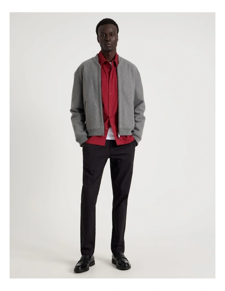 Zip Through Varsity Jacket in Grey image 2