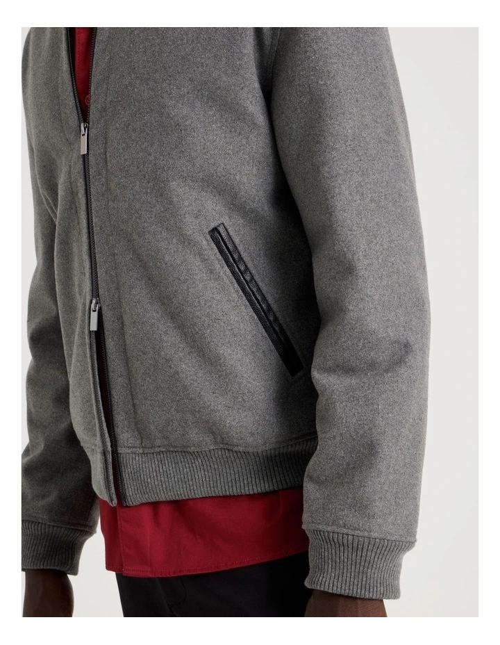 Zip Through Varsity Jacket in Grey image 5