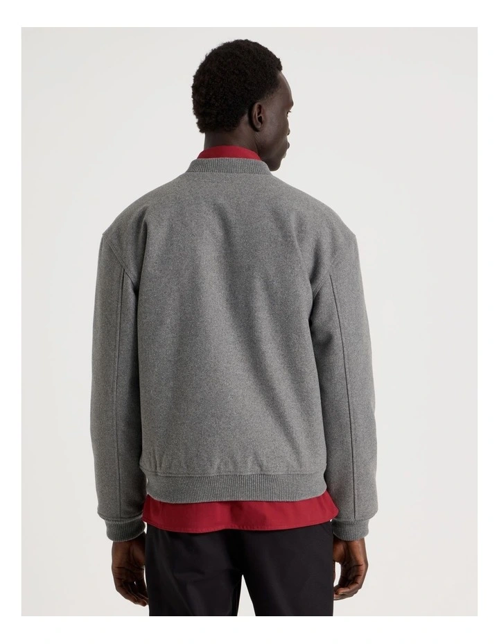 Zip Through Varsity Jacket in Grey image 6